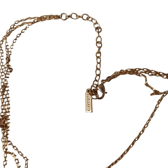 SugarFIX Gold Toned Delicate Feminine Moon Necklace Stars Tiered - Picture 3 of 4